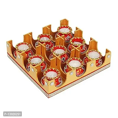 Forty Wings 9 Pcs Beautiful Matki Decorative Diya Tealight Candle Holder Diwali Pooja Diya Candle Diwali Lighting for Diwali Wedding Festival Decoration Items and Diwali Gift Set-thumb2