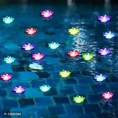 Forty Wings Led Waterproof Battery Operated Artificial Floating Lotus Flower Automatic Water Sensor Led Lotus Flower Water Led Candles for Diwali , Wedding Home Decoration-thumb3