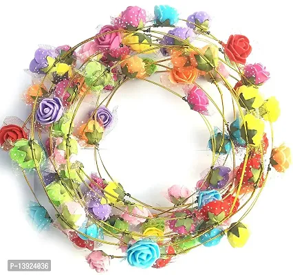 Masti Zone Pack of 12 Valentines Day Party Props Colorful Flower / Floral Tiara Hairband / Headband