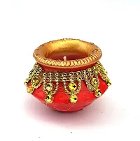 Forty Wings 4 Pcs Beautiful Decorative Big Wax Matki Diya Tealight Candle Holder Diwali Pooja Diya Candle Diwali Lighting for Diwali Wedding Festival Decoration Items and Diwali Gift Set-thumb1