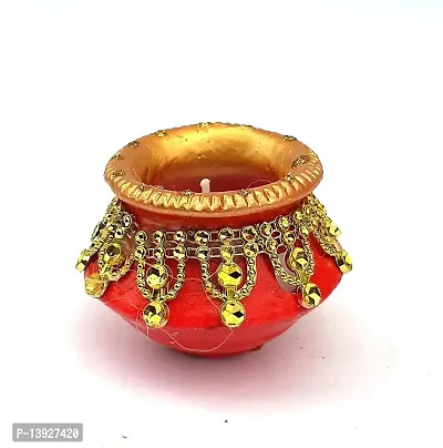 Forty Wings 4 Pcs Beautiful Decorative Big Wax Matki Diya Tealight Candle Holder Diwali Pooja Diya Candle Diwali Lighting for Diwali Wedding Festival Decoration Items and Diwali Gift Set-thumb2