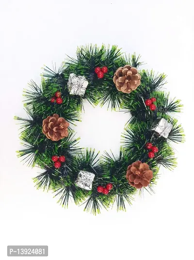 Urvi Creations Christmas Xmas Party Decoration Artificial Flowers Wreath for Wall Hanging Door Hanging Table Centerpiece Holder Home for Christmas Decoratios-thumb0