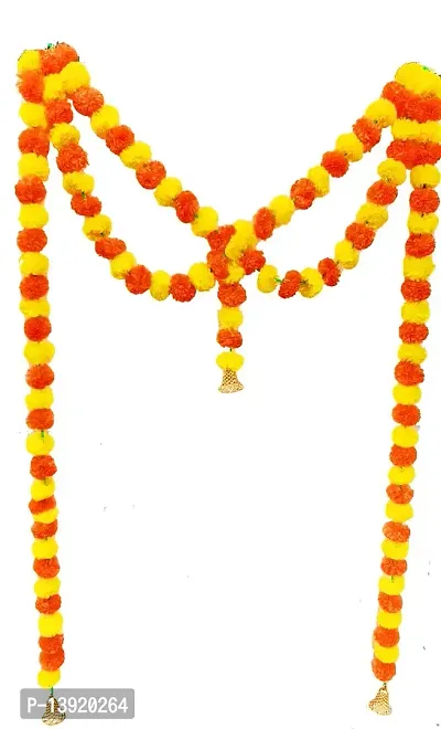 Urvi Creations 1 Pcs Orange Yellow Artificial Merigold Flowers Door Bandharwar/Toran,Garland Door Wall Hanging Garlands for Diwali,Navratra Festival Home,Tempe Wedding Decoretion-thumb0