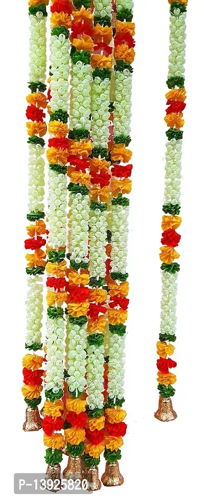 Urvi Creations White Jasmine Red Yellow Satin Less Flowers Wall Hangings Toran (Multicolour) - Set of 2