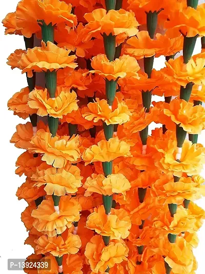 Forty Wings 1 Pcs Re-Usable Artificial Marigold Fluffy Flowers Garlands (Genda Phool Toran) for Diwali Decoration (Orange)