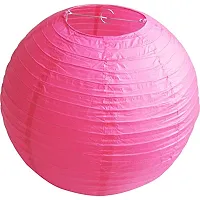 Masti Zone Pack of 3 Pink Colors Round Paper Lantern for Home Decoration (Pink Colors Round Paper Lantern 10 * 10)-thumb1