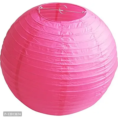 Masti Zone Pack of 3 Pink Colors Round Paper Lantern for Home Decoration (Pink Colors Round Paper Lantern 10 * 10)-thumb2