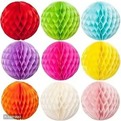Masti Zone Pack of 6 Multi Colors Tissue Paper Honeycomb Balls for Decorations Items (Honeycomb Ball)