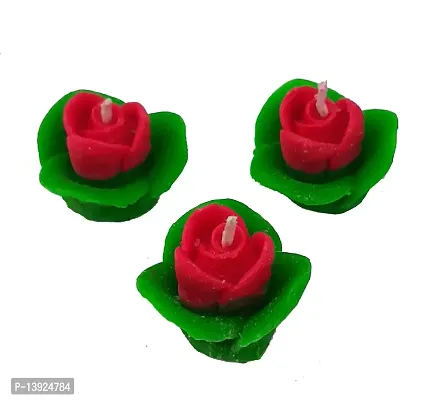 Urvi Creations Set of 6 Rose Flower Shape Shape Wax Candles Floating Tea Light Candles for Diwali Decoration Items and Christmas Festivals Candles -Yellow Green-thumb2