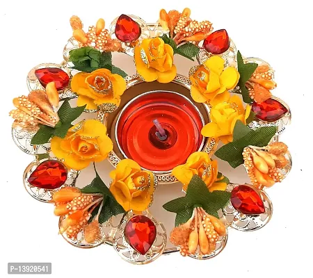 Urvi Creations Handmade Flowers Tealight Diya Candle Holder for Diwali Festival Home Decorations Lights