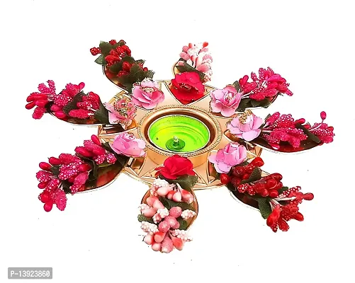 Forty Wings Beautiful Metal Flowers Tealight Diya Candle Holder for Diwali Festival Home Decorations Lights-thumb0