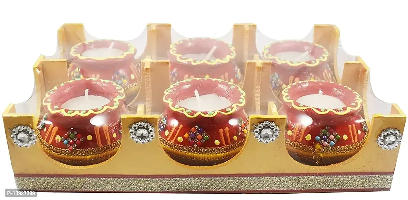 Forty Wings 9 PcTerracotta Wax Filled Matki Shape Clay Diya Candle for Diwali Lighting Decoration Diwali Gift and Pooja Home Decor Item