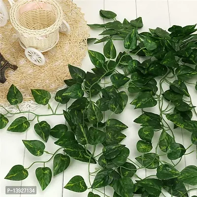 Forty Wings 5 Artificial Green Money Plant Leaf Garland/Creeper/Door Wall Hanging for Diwali Festival Wedding Christmas Home Decoration Item-thumb0