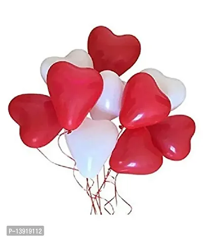 Masti Zone Pack of 50 Red White Heart Shape Balloons for Birthday ,Valentines Day, Wedding