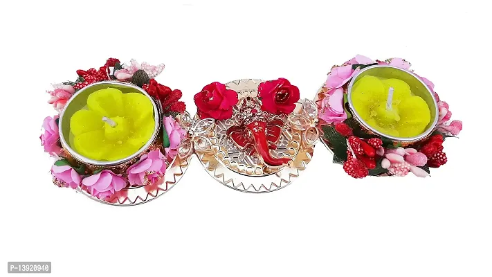 Urvi Creations Beautiful Ganeshji Flowers Tealight Diya Candle Holder for Diwali Festival Home Decorations Lights