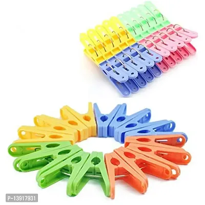 URVI Creation Pack of 20 Cloth Plastic Clips Multi Color Clothes Pegs for Drying-thumb0