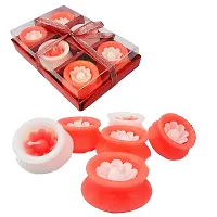 Forty Wings 6 Pcs Matki Shape Wax Candles Tea Light Candles for Diwali Decoration Items and Christmas Festivals Candles (Red White Candles)-thumb1