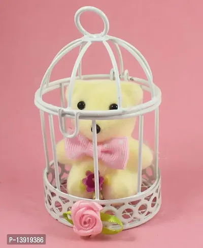 Urvi Creations 4  Cute Teddy Bear in Cage Special Valentines, Rose Day Gift for Girlfriend, Boyfriend, Husband, Wife-thumb2