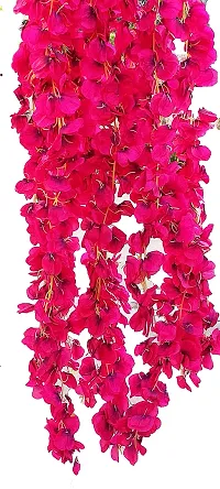 Forty Wings Set of 5 Pink Artificial Fake Silk Cherry Blossom Garland String Creeper/Door Wall Hanging for Diwali Festival Wedding Christmas Home Decoration Item-thumb4