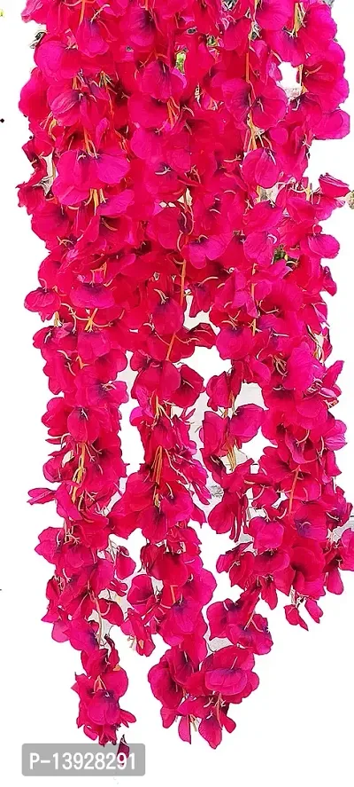 Forty Wings Set of 5 Pink Artificial Fake Silk Cherry Blossom Garland String Creeper/Door Wall Hanging for Diwali Festival Wedding Christmas Home Decoration Item-thumb5