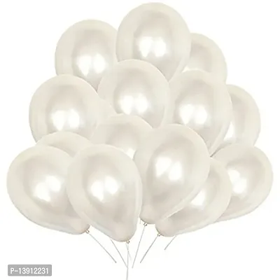 Masti Zone Pack of 100 12 inch Matallic Latex Balloons ( White )-thumb5