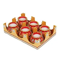 Forty Wings 6 Pcs Beautiful Matki Decorative Diya Tealight Candle Holder Diwali Pooja Diya Candle Diwali Lighting for Diwali Wedding Festival Decoration Items and Diwali Gift Set-thumb2