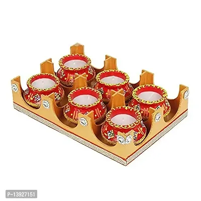 Forty Wings 6 Pcs Beautiful Matki Decorative Diya Tealight Candle Holder Diwali Pooja Diya Candle Diwali Lighting for Diwali Wedding Festival Decoration Items and Diwali Gift Set-thumb3