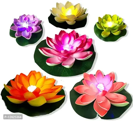 Forty Wings Led Waterproof Battery Operated Artificial Floating Lotus Flower Automatic Water Sensor Led Lotus Flower Water Led Candles for Diwali , Wedding Home Decoration