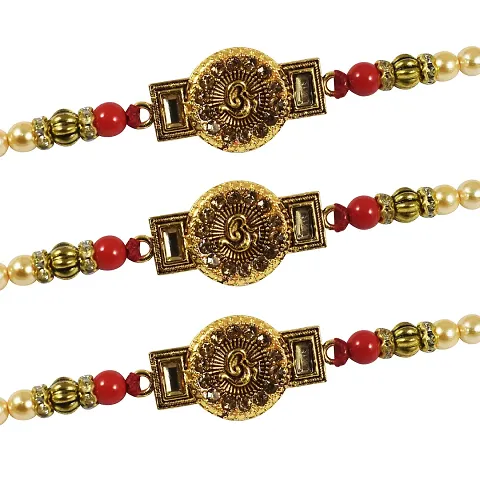 Urvi Creations Set of 3 Rakhi for Bhaiya Bhabhi - Colour