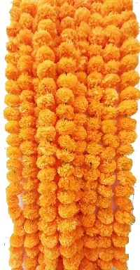 Urvi Creations Set of 2 Mango Yellow Artificial Marigold Flower/Genda Phool Garlands for Diwali Wedding,Navratri,Durga Pooja Festival Home Decoration-thumb1