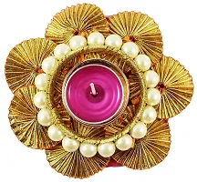 Forty Wings 1 Pcs Designer Flower Gel Candles for Diwali Home Decor - Multi Color-thumb1