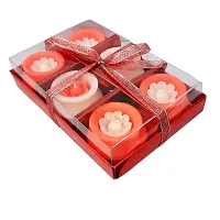 Forty Wings 6 Pcs Matki Shape Wax Candles Tea Light Candles for Diwali Decoration Items and Christmas Festivals Candles (Red White Candles)-thumb2