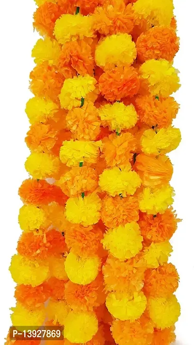 Forty Wings 10 Mango Lemon Yellow Artificial Marigold Flower/Genda Phool Garlands String Door Torang for Diwali Wedding,Navratri,Durga Pooja Ganpati Pooja Mehandi Party Festival Home Decoration