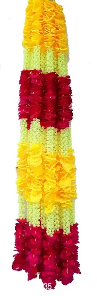 URVI Creation Set of 10 Multi Yellow Artificial Flowers Garlands Toran Wall Door Hangings for Diwali,Navratra,Durga Pooja Festival Home,Tempe Wedding Decoretion