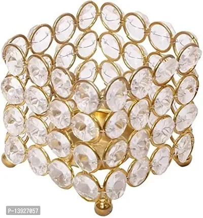 Forty Wings 1`Pcs Crystal Diamond Work Diya Tealight Candle Holder Diwali Pooja Diya Candle Diwali Lighting for Diwali Wedding Festival Decoration Items and Diwali Gift Set-thumb2