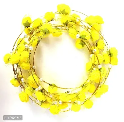 Masti Zone Pack of 6 Yellow Colour Valentines Day Party Props Colorful Flower / Floral Tiara Hairband / Headband