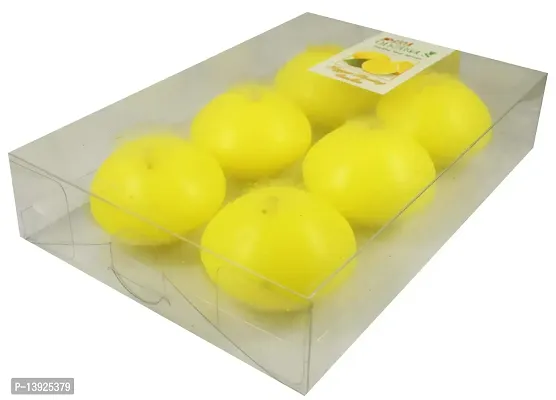 Urvi Creations Set of 6 Round Shape Wax Candles Tea Light Candles for Diwali Decoration Items and Christmas Festivals Candles (Yellow)