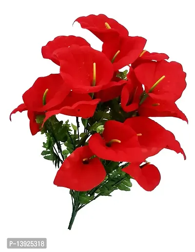 Urvi Creations Artificial Red Lilly Flower Bouquet/Bunch Centerpiece for Christmas Home Decoration and Christmas Gift-thumb0