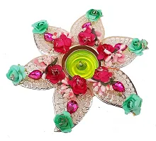 Urvi Creations Beautiful Flowers Tealight Diya Candle Holder for Diwali Festival Home Decorations Lights-thumb1