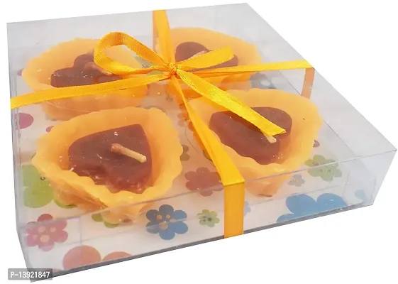 Forty Wings 4 Pcs Chocolate Looking Floating Tea Light Candles for Diwali Decoration Items (Diya Candles)-thumb0