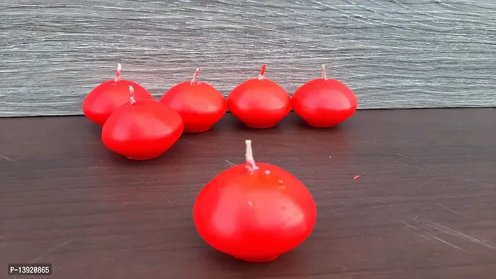 Urvi Creations Set of 6 Round Shape Wax Candles Tea Light Candles for Diwali Decoration Items and Christmas Festivals Candles (Red)-thumb3