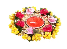 Urvi Creations Handmade Beautiful Flowers Tealight Diya Candle Holder for Diwali Festival Home Decorations Lights-thumb1