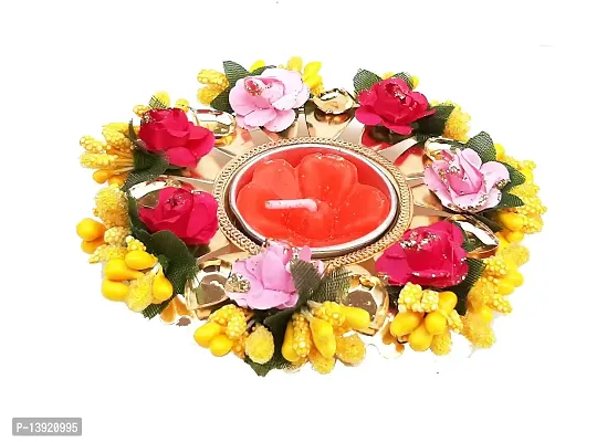 Urvi Creations Handmade Beautiful Flowers Tealight Diya Candle Holder for Diwali Festival Home Decorations Lights-thumb2