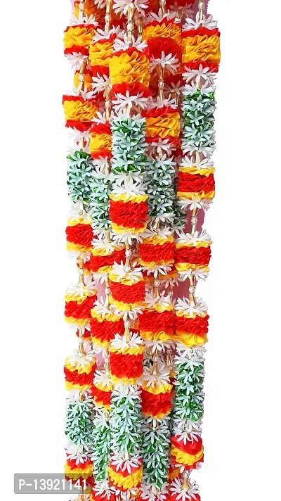 Urvi Creations Artificial Flower Garland/Wall Hangings Toran for Diwali, Navratra Festival Home, Tempe, Wedding, Decoration (Multicolour) - Set of 2-thumb2