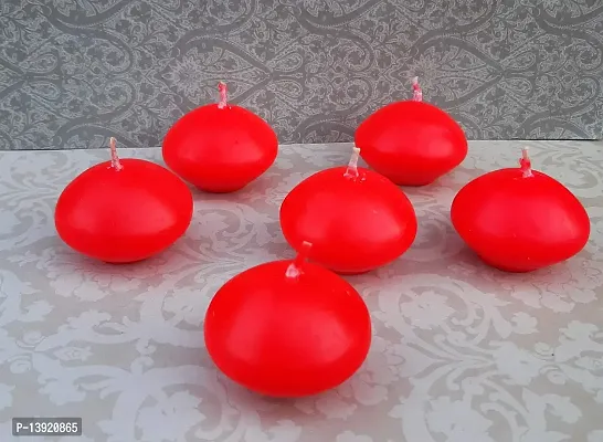 Urvi Creations Set of 6 Round Shape Wax Candles Tea Light Candles for Diwali Decoration Items and Christmas Festivals Candles (Red)-thumb0