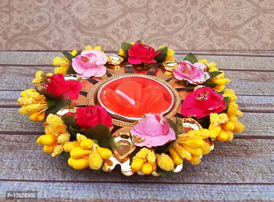 Urvi Creations Handmade Beautiful Flowers Tealight Diya Candle Holder for Diwali Festival Home Decorations Lights-thumb3