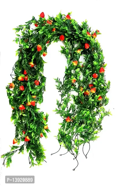 URVI Creation Set of 10 Artificial Strawberry Green Garlands for Diwali,Christmas,Events,Home Decoration