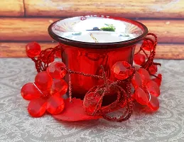 Urvi Creations Flower Decorated Glass Candle Holder with Wax Candle Tealight Candle Holder for Diwali Decoration Items and Christmas Festivals Candles -Multi-thumb2