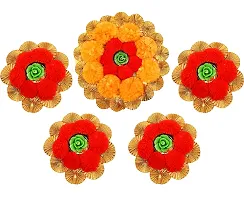 Forty Wings 5 Pcs Flower Gottawork Mat Rangoli Set Decorative Diya Tealight Candle Holder Diwali Pooja Diya Candle Diwali Lighting for Diwali Wedding Festival Decoration Items and Diwali Gift Set-thumb1