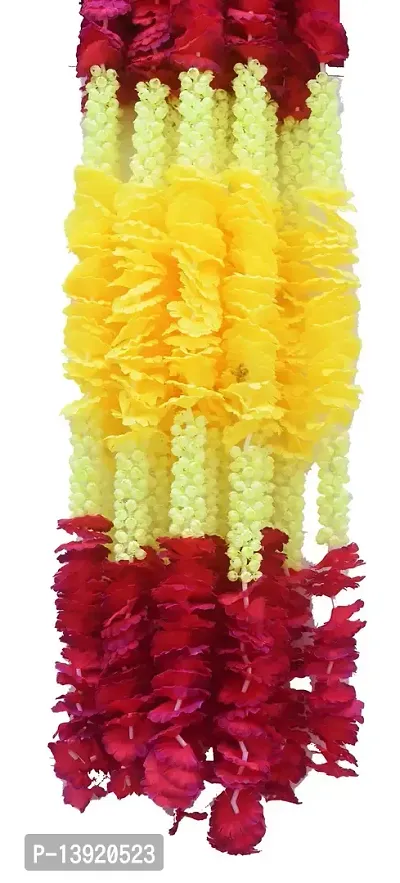 URVI Creation Set of 5 Multi Yellow Artificial Flowers Garlands Toran Wall Door Hangings for Diwali,Navratra,Durga Pooja Festival Home,Tempe Wedding Decoretion